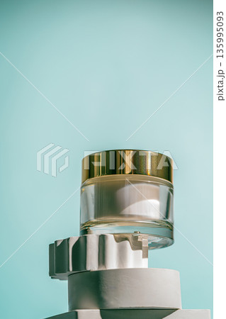 A luxurious face cream in a glass jar 135995093