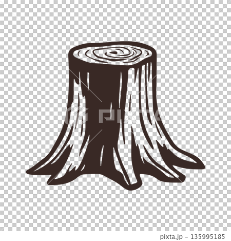 Brown silhouette of a tree stump, without background. 135995185