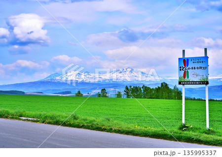 就実の丘から望む大雪山連峰の風景 135995337