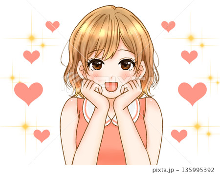 あざとい上目遣いの可愛い女の子のイラスト 135995392