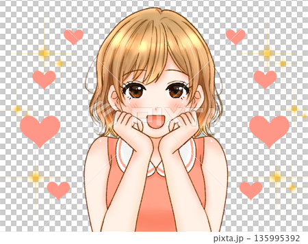 あざとい上目遣いの可愛い女の子のイラスト 135995392