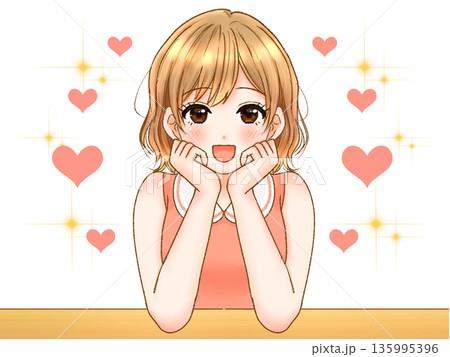 あざとい上目遣いの可愛い女の子のイラスト2 あざとい上目遣いの可愛い女の子のイラスト2 135995396
