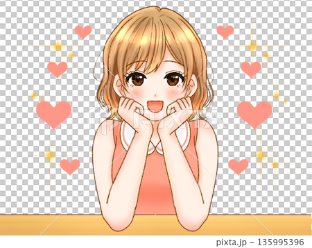 あざとい上目遣いの可愛い女の子のイラスト2 あざとい上目遣いの可愛い女の子のイラスト2 135995396