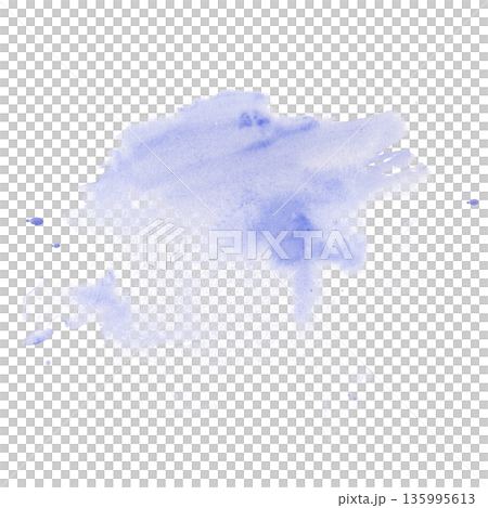 Abstract watercolor blue spot with a gradient on an isolated background. Watercolor illustration. A textured splash clipart with splashes for printing, menus, invitations, and any design. 135995613