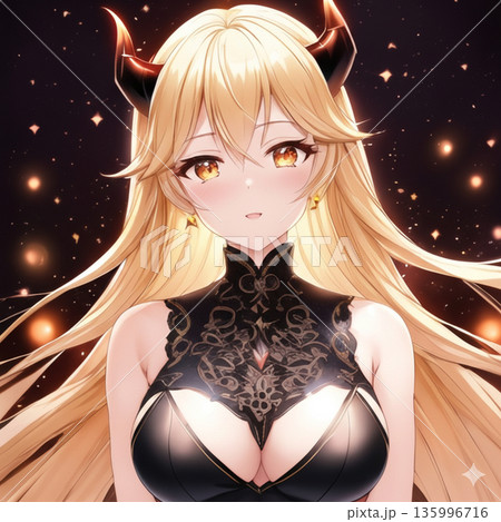 夜の静寂を統べる漆黒のドレスを纏いし魔族の姫 135996716