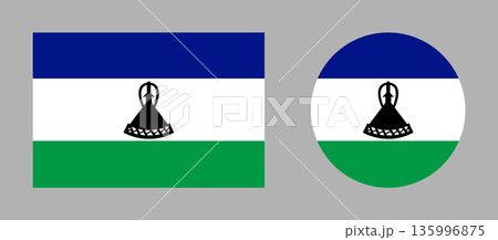 National round, rectangular flag of Lesotho. Set of Lesotho Flag circle, rectangle icons. Flag of Lesotho badge templates. 135996875