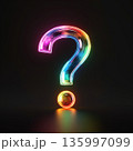 Vivid neon question mark gleaming, Colorful luminous question symbol shining brightly 135997099