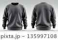 Front and back apparel mockup, High quality sweatshirt with detailed fabric texture 135997108