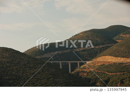 A road for summer travel on a sunny day in August 2025 135997945