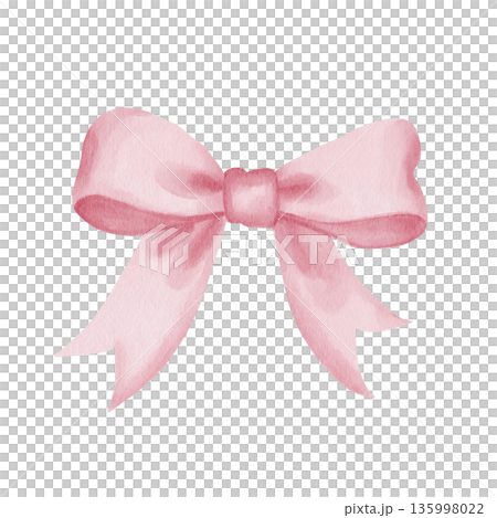 Pink satin or silk bow. Watercolor illustration, isolated on a white background. Hand-drawn. For gift design, greeting cards, wedding invitations, elegant wrap, and party design Pink satin or silk bow. Watercolor illustration, isolated on a white background. Hand-drawn. For gift design, greeting cards, wedding invitations, elegant wrap, and party design 135998022