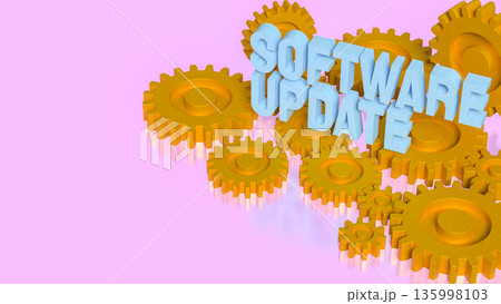 Software Update Automation Concept With Golden Gears 3d render. Software Update Automation Concept With Golden Gears 3d render. 135998103