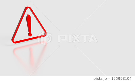 Red Warning Triangle Icon Representing Alert and Caution Concept 3d render. Red Warning Triangle Icon Representing Alert and Caution Concept 3d render. 135998104