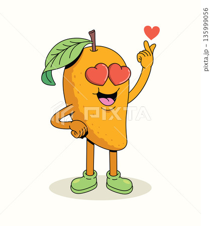 love mango groovy cartoon illustration 135999056