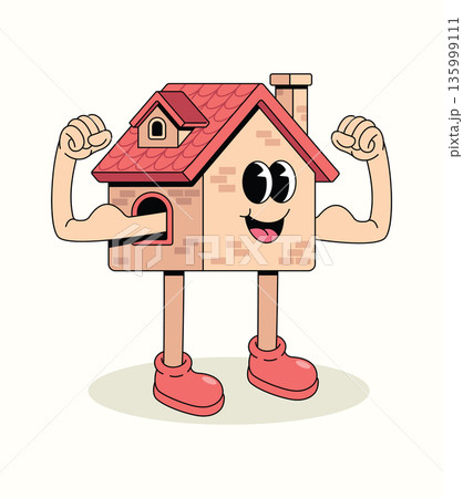 house strong groovy cartoon illustration house strong groovy cartoon illustration 135999111