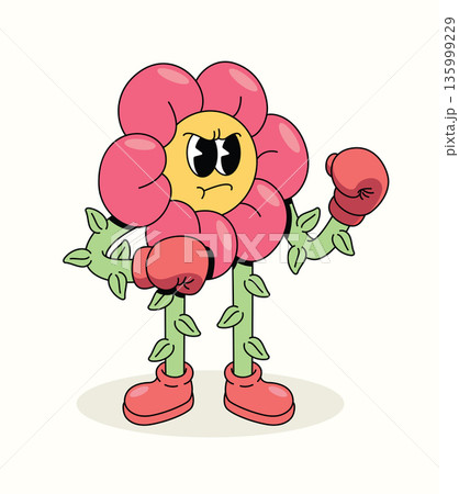 flower boxer groovy cartoon illustration 135999229