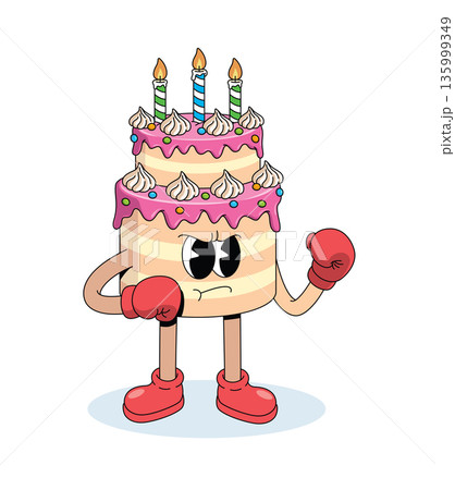 birthday cake boxer groovy cartoon illustration birthday cake boxer groovy cartoon illustration 135999349
