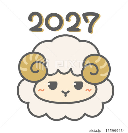 未年のミニキャラのイラストと2027の文字 未年のミニキャラのイラストと2027の文字 135999484