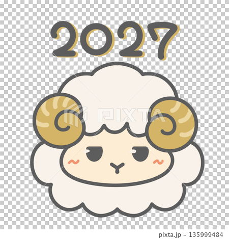 未年のミニキャラのイラストと2027の文字 未年のミニキャラのイラストと2027の文字 135999484