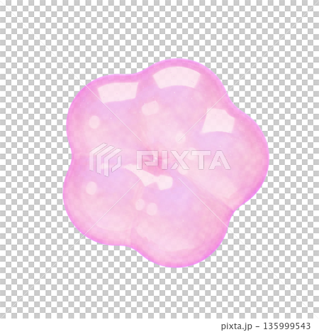ゆめかわいい透明ぷるぷるシェイプ素材 3Dイラスト お花 135999543