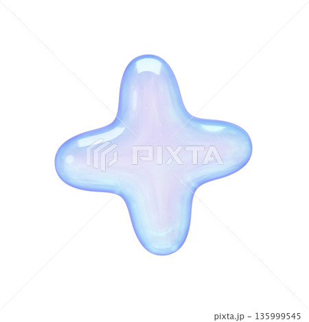 ゆめかわいい透明ぷるぷるシェイプ素材 3Dイラスト プラスマーク ゆめかわいい透明ぷるぷるシェイプ素材 3Dイラスト プラスマーク 135999545