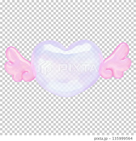 ゆめかわいい透明ぷるぷる素材 3Dイラスト ハートの天使 ゆめかわいい透明ぷるぷる素材 3Dイラスト ハートの天使 135999564