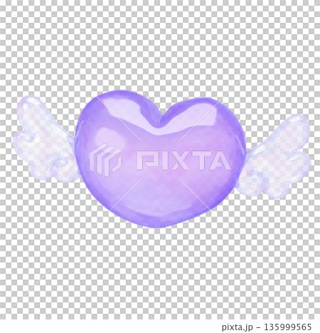Dreamy cute transparent jiggly material 3D illustration heart angel Dreamy cute transparent jiggly material 3D illustration heart angel 135999565