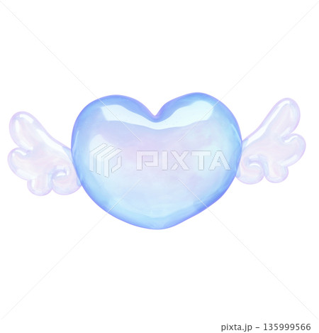 ゆめかわいい透明ぷるぷる素材 3Dイラスト ハートの天使 135999566