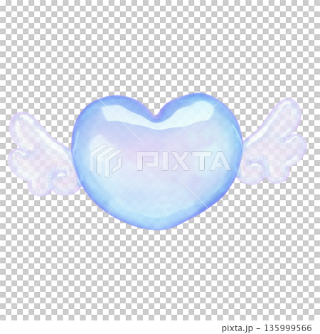 ゆめかわいい透明ぷるぷる素材 3Dイラスト ハートの天使 135999566