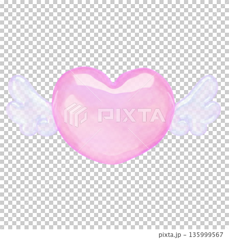 ゆめかわいい透明ぷるぷる素材 3Dイラスト ハートの天使 135999567