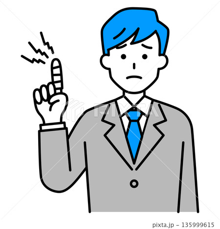 指を怪我しているスーツの男性 135999615