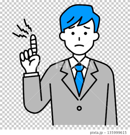 指を怪我しているスーツの男性 135999615