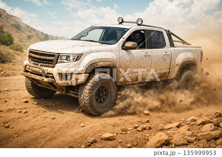 ピックアップトラックのオフロードレースのイメージ　AI生成画像 135999953