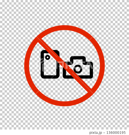 Hand-drawn camera prohibition sign | No photography and recording restricted pictogram Hand-drawn camera prohibition sign | No photography and recording restricted pictogram 136000195