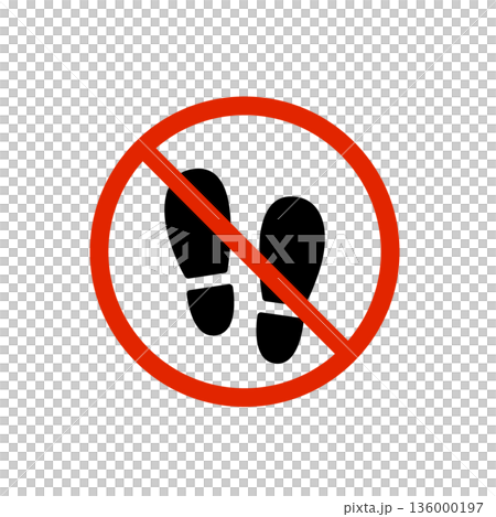 手繪禁止穿鞋標誌 | 禁止穿鞋,僅限室內使用圖標 手繪禁止穿鞋標誌 | 禁止穿鞋,僅限室內使用圖標 136000197
