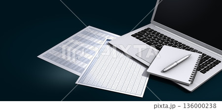 ビジネスデータを印刷した書類とビジネスアイテム 136000238