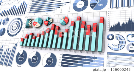 3Dと2Dのビジネグラフとチャート 3Dと2Dのビジネグラフとチャート 136000245