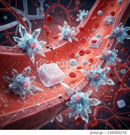 食塩が血管を攻撃している様子 136000250