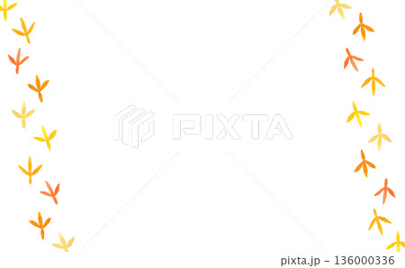 鳥の足跡の背景　手描き水彩イラスト素材 136000336