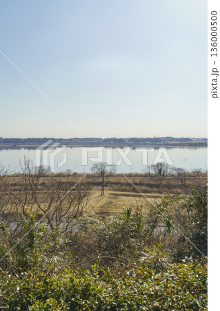 【千葉県】千葉県立印旛沼公園・展望台付近からみた印旛沼(西印旛沼) 136000500