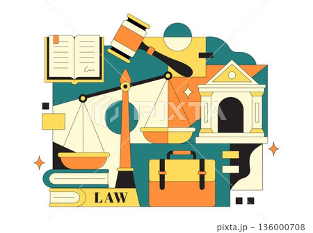Law Firm Services Vector Illustration Featuring Justice, Legal Advice, Court Judgment, And Lawyer Consultation With Flat Cartoon Style Background Law Firm Services Vector Illustration Featuring Justice, Legal Advice, Court Judgment, And Lawyer Consultation With Flat Cartoon Style Background 136000708