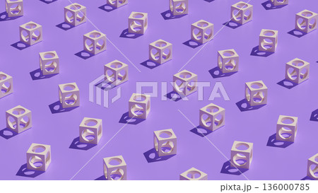 3D illustration of geometric boxes casting shadows in a structured layout 136000785