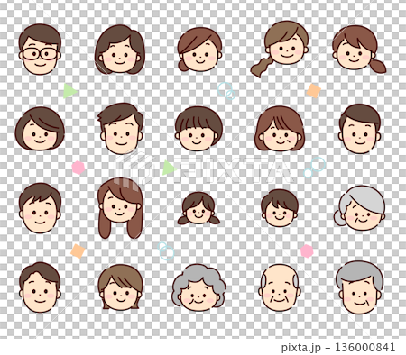 和やかな多世代の人々の顔 136000841