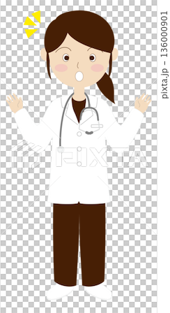 驚いている白衣の女性 136000901