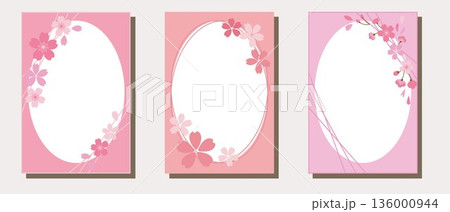 かわいい桜のバナーセット、桜のイラストフレームセット かわいい桜のバナーセット、桜のイラストフレームセット 136000944