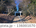 宝登山頂上にある奥の院とテラス/展望台から見た冬景色 136001070