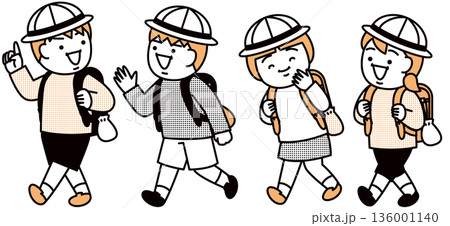 登下校する小学生イラスト集 登下校する小学生イラスト集 136001140