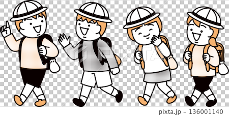 登下校する小学生イラスト集 登下校する小学生イラスト集 136001140