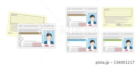 運転免許証の表と裏のイラストセット 運転免許証の表と裏のイラストセット 136001217