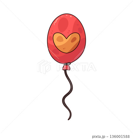 illustration of red balloon with heart illustration of red balloon with heart 136001588