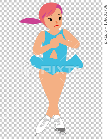 ウインタースポーツの試合に挑む女子のイラスト・フィギュアスケート03 136001736